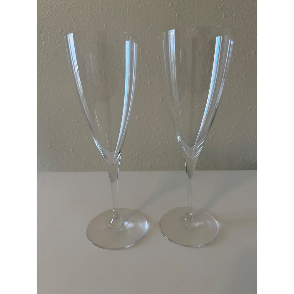Baccarat Champagne Wine Glasses Set of 2 Stemmed Flawless Signed